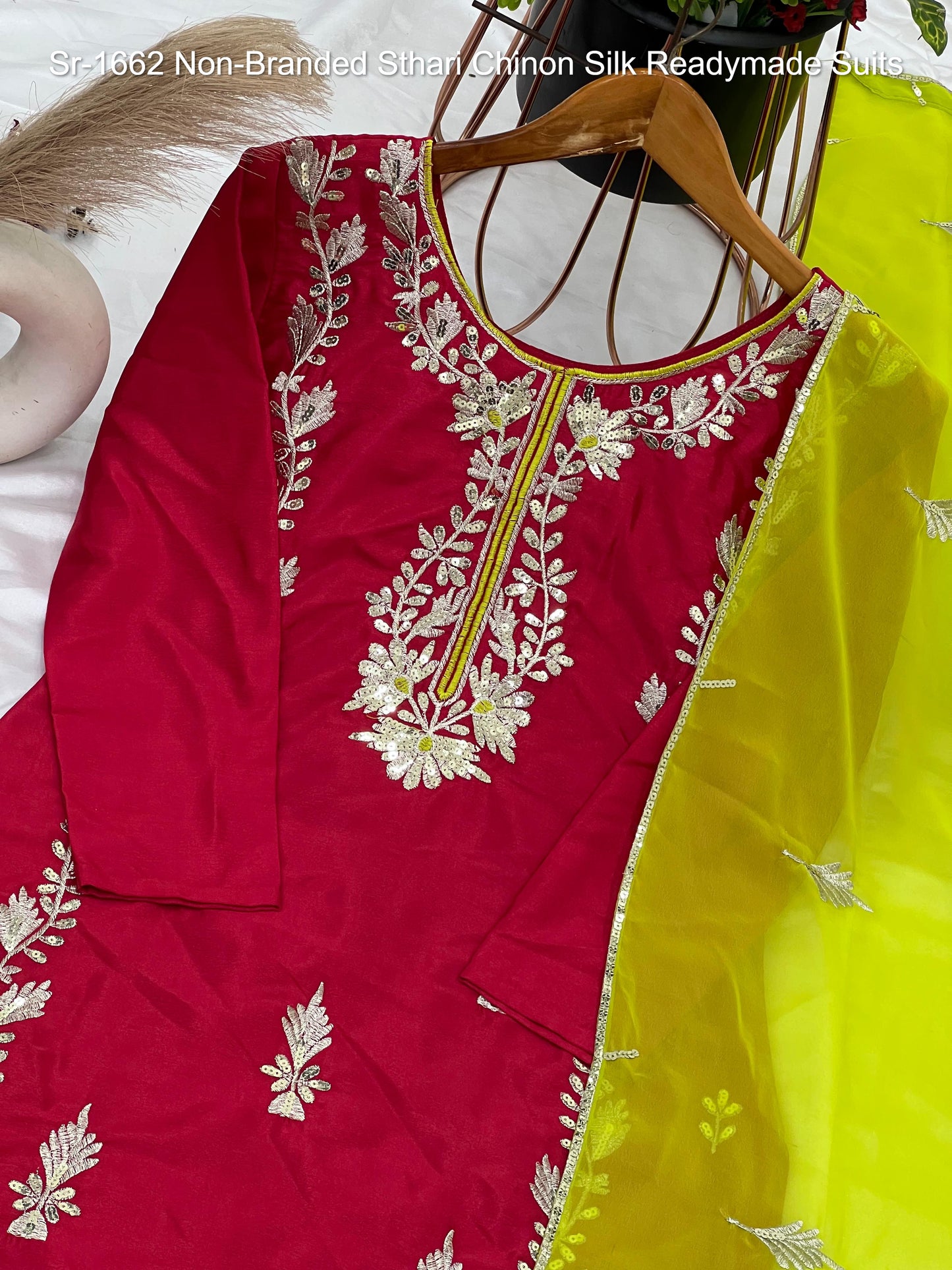 Sr-1662 Non-Branded Sthari Chinon Silk Readymade Suits