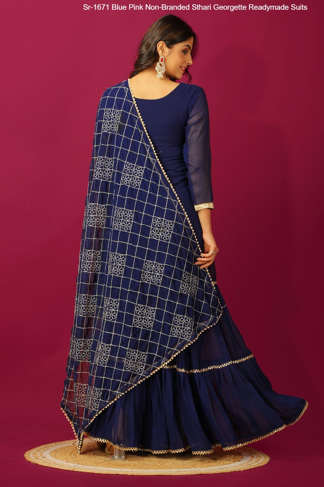 Sr-1671 Blue Pink Non-Branded Sthari Georgette Readymade Suits