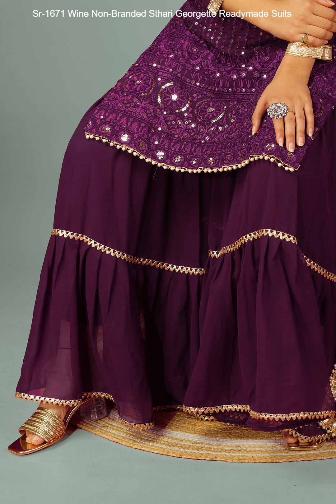 Sr-1671 Wine Non-Branded Sthari Georgette Readymade Suits