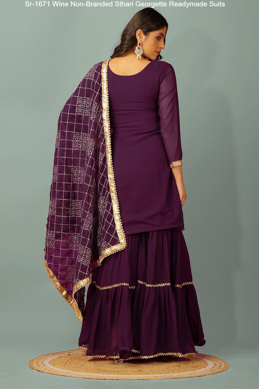 Sr-1671 Wine Non-Branded Sthari Georgette Readymade Suits