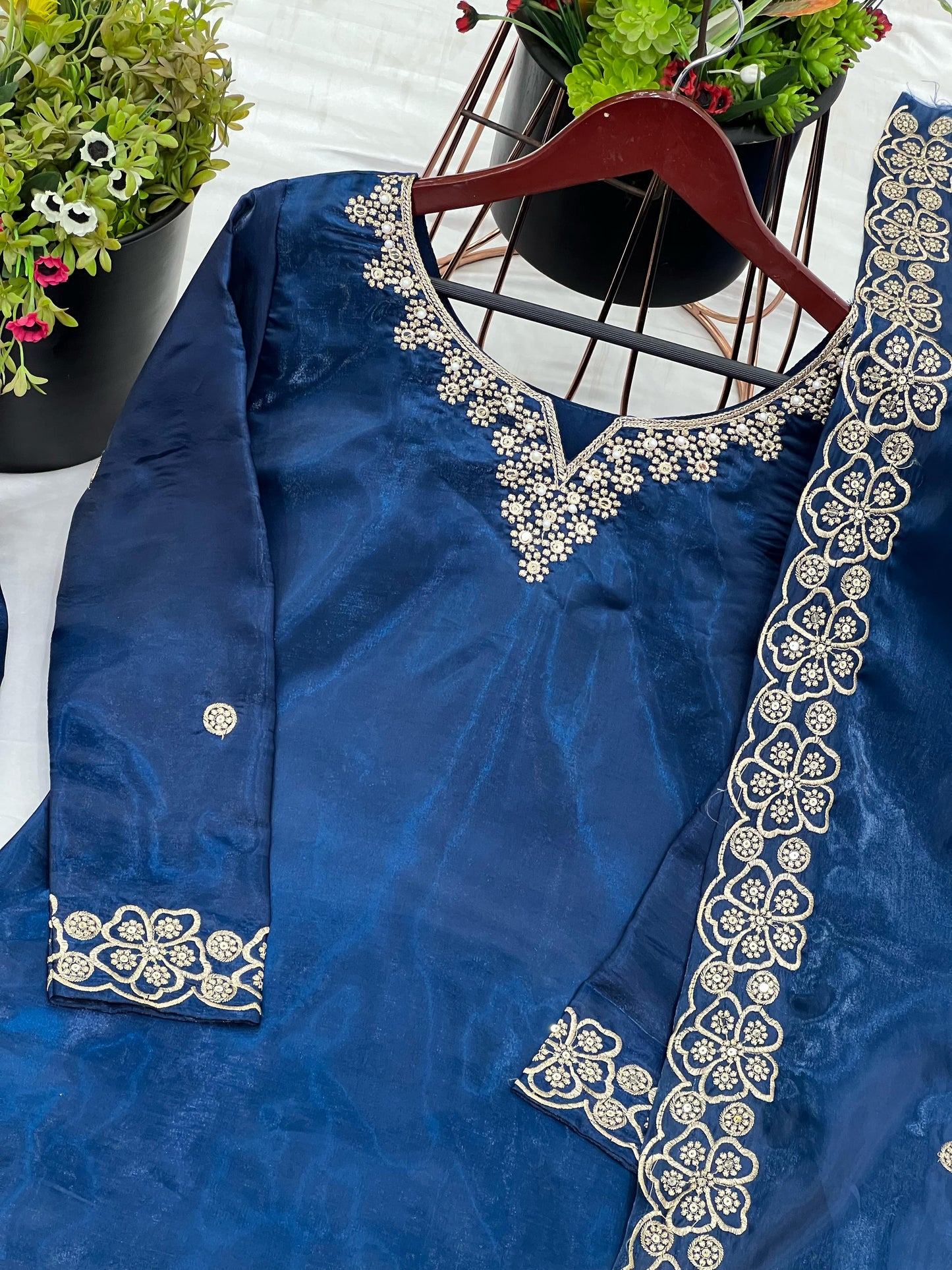 Sr-1674 Blue Non-Branded Sthari Silk Pakistani Readymade Suits