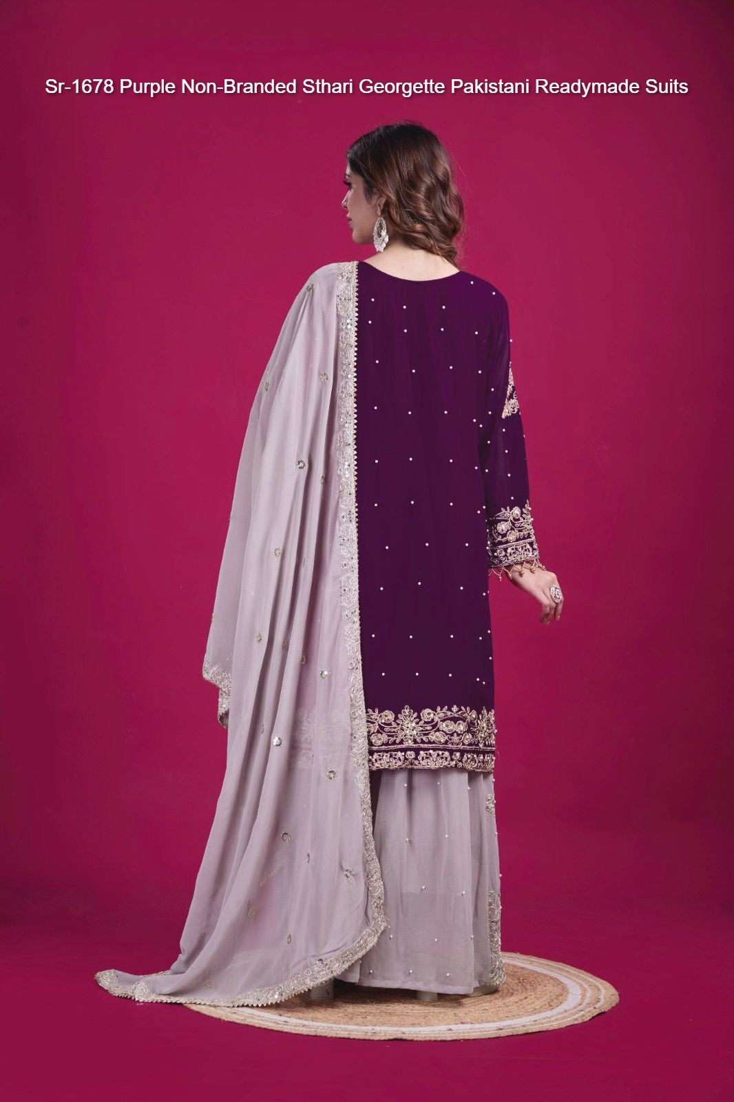 Sr-1678 Purple Non-Branded Sthari Georgette Pakistani Readymade Suits
