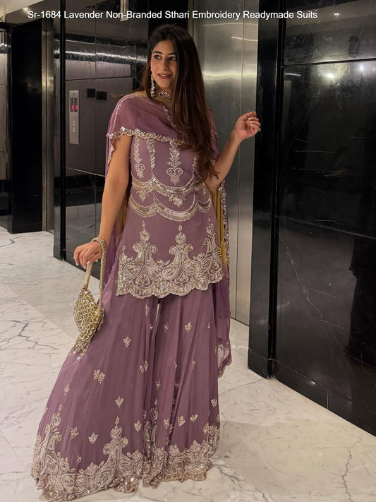 Sr-1684 Lavender Non-Branded Sthari Embroidery Readymade Suits