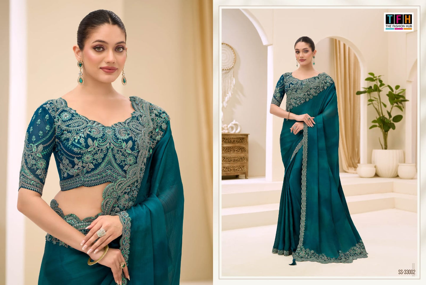 Ss-33002 Silver Screen 23 Tfh Satin Chiffon Sarees