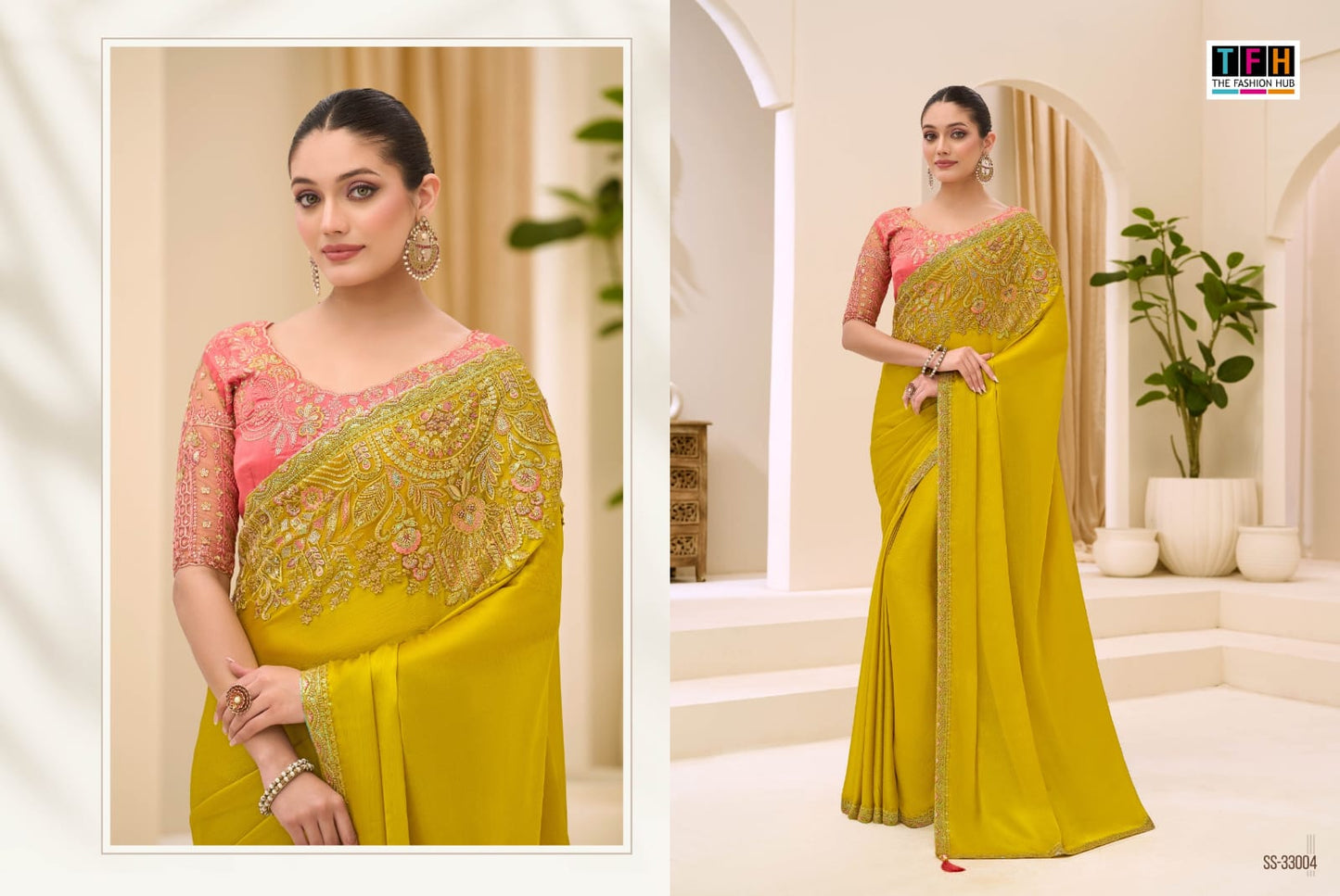 Ss-33004 Silver Screen 23 Tfh Satin Chiffon Sarees