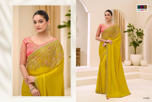 Ss-33004 Silver Screen 23 Tfh Satin Chiffon Sarees