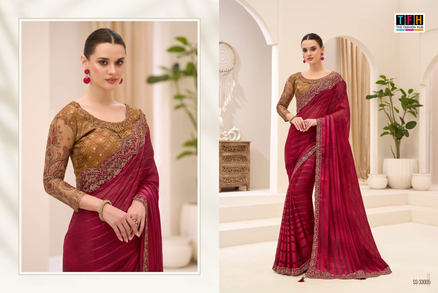 Ss-33005 Silver Screen 23 Tfh Georgette Satin Sarees