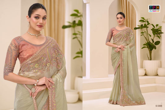 Ss-33006 Silver Screen 23 Tfh Tissue Sarees
