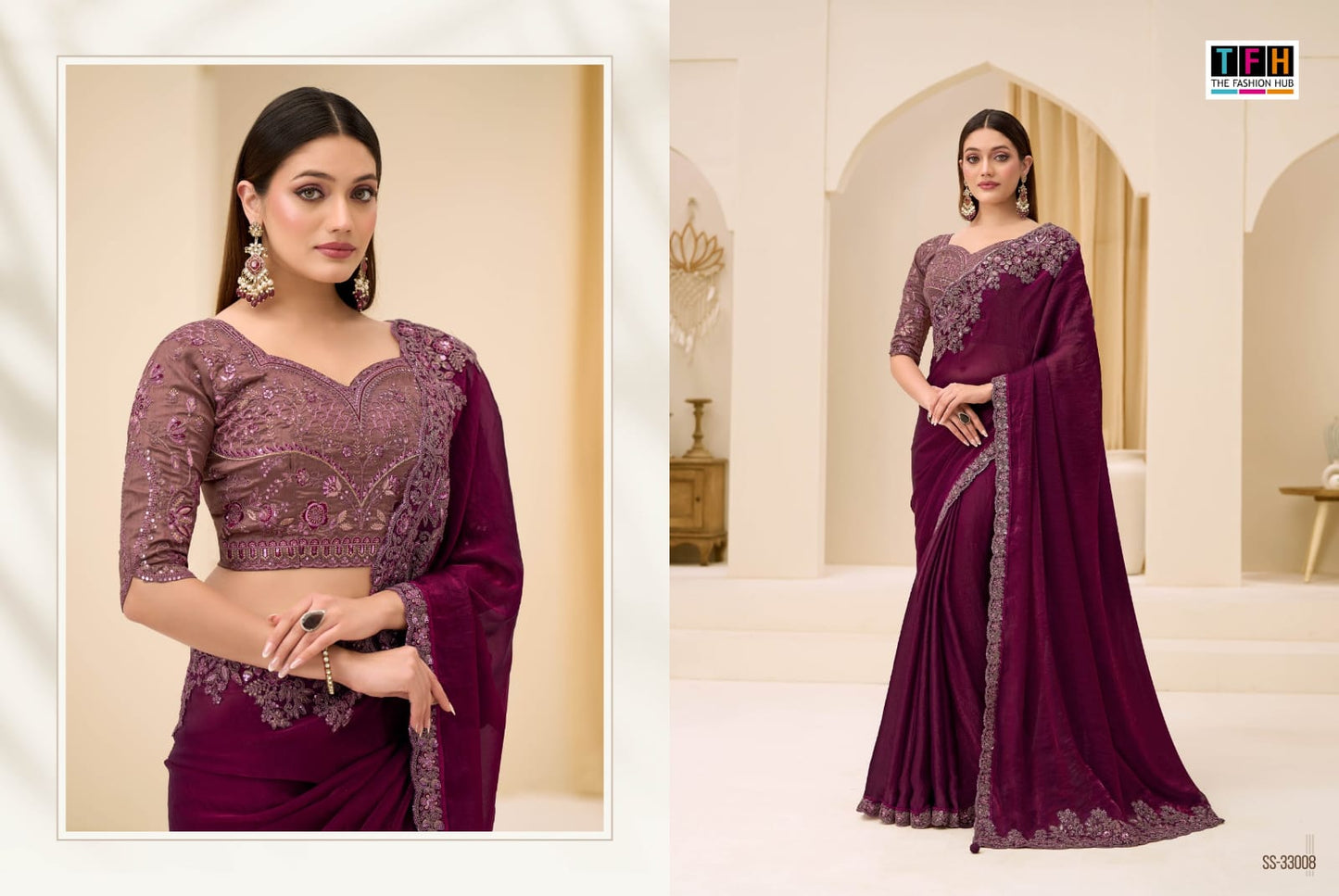 Ss-33008 Silver Screen 23 Tfh Satin Silk Sarees