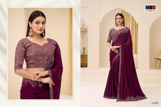 Ss-33008 Silver Screen 23 Tfh Satin Silk Sarees