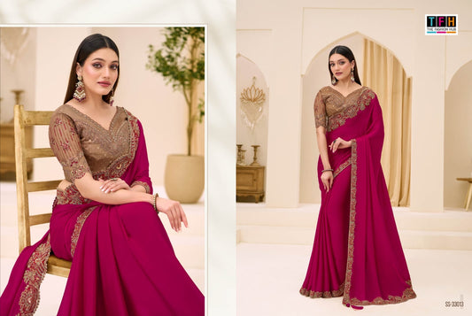 Ss-33013 Silver Screen 23 Tfh Satin Georgette Sarees