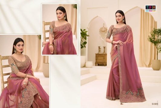 Ss-33016 Silver Screen 23 Tfh Tissue Georgette Sarees