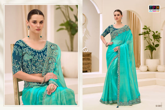 Ss-33017 Silver Screen 23 Tfh Tissue Georgette Sarees