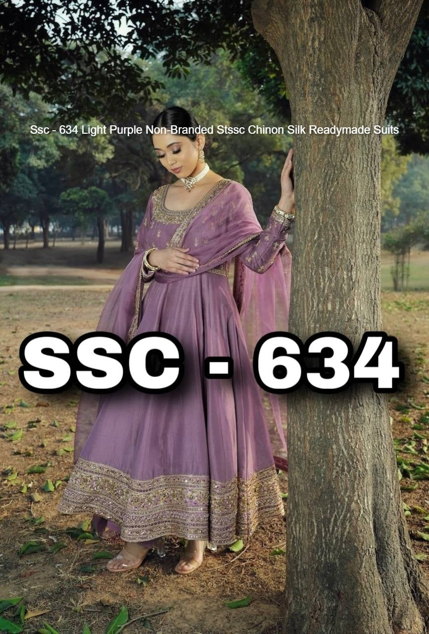 Ssc - 634 Light Purple Non-Branded Stssc Chinon Silk Readymade Suits