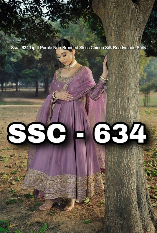 Ssc - 634 Light Purple Non-Branded Stssc Chinon Silk Readymade Suits