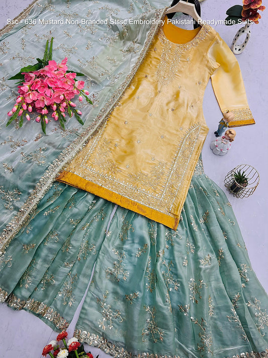 Ssc - 636 Mustard Non-Branded Stssc Embroidery Pakistani Readymade Suits