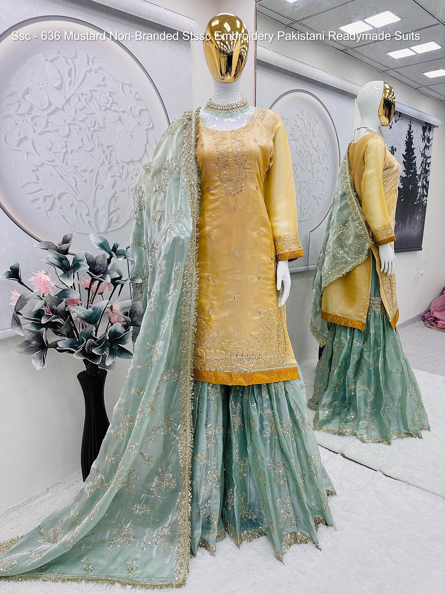 Ssc - 636 Mustard Non-Branded Stssc Embroidery Pakistani Readymade Suits