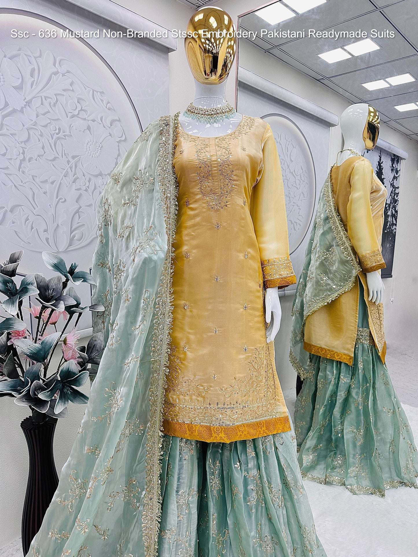 Ssc - 636 Mustard Non-Branded Stssc Embroidery Pakistani Readymade Suits