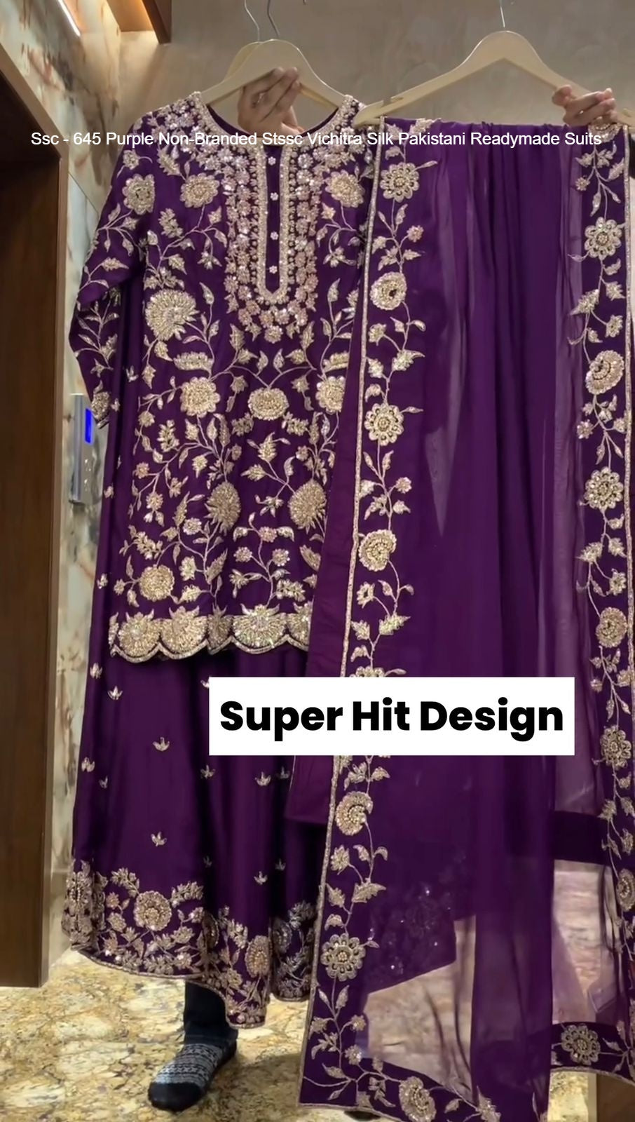 Ssc - 645 Purple Non-Branded Stssc Vichitra Silk Pakistani Readymade Suits