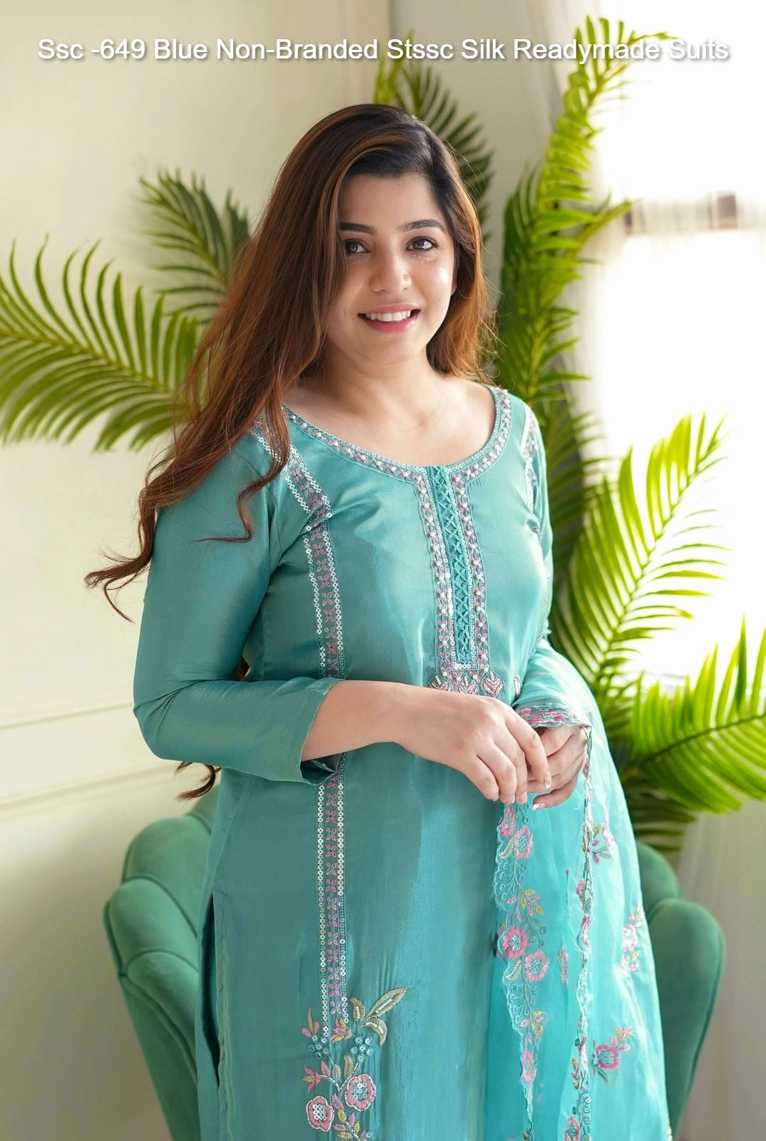 Ssc -649 Blue Non-Branded Stssc Silk Readymade Suits