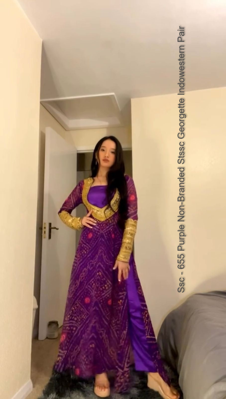 Ssc - 655 Purple Non-Branded Stssc Georgette Indowestern Pair