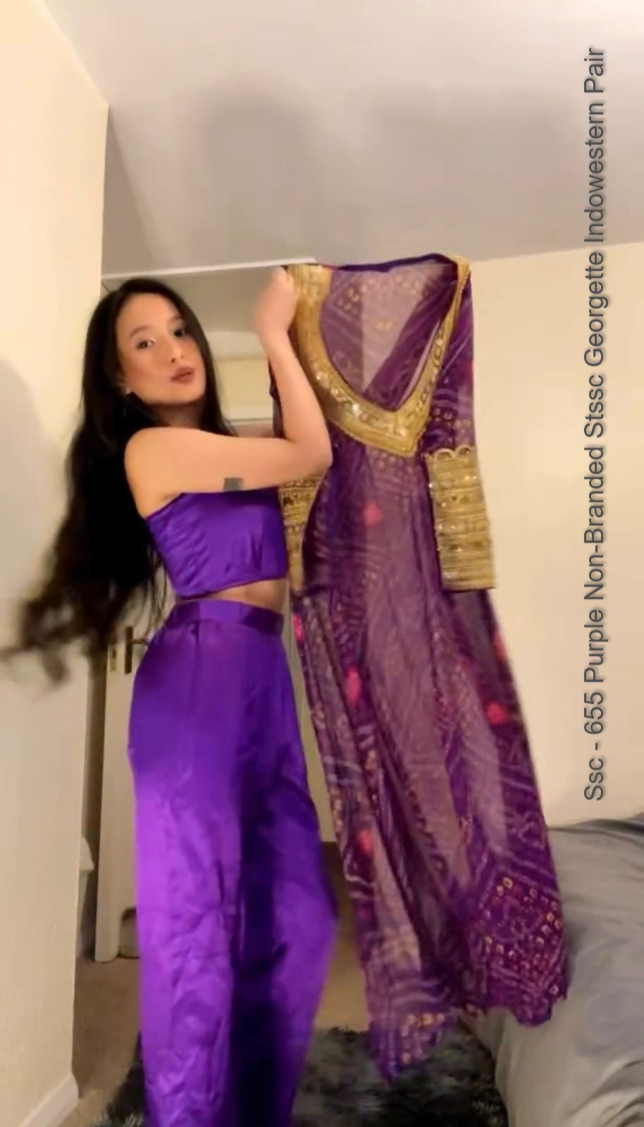 Ssc - 655 Purple Non-Branded Stssc Georgette Indowestern Pair