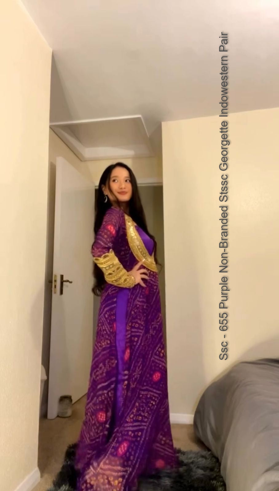 Ssc - 655 Purple Non-Branded Stssc Georgette Indowestern Pair