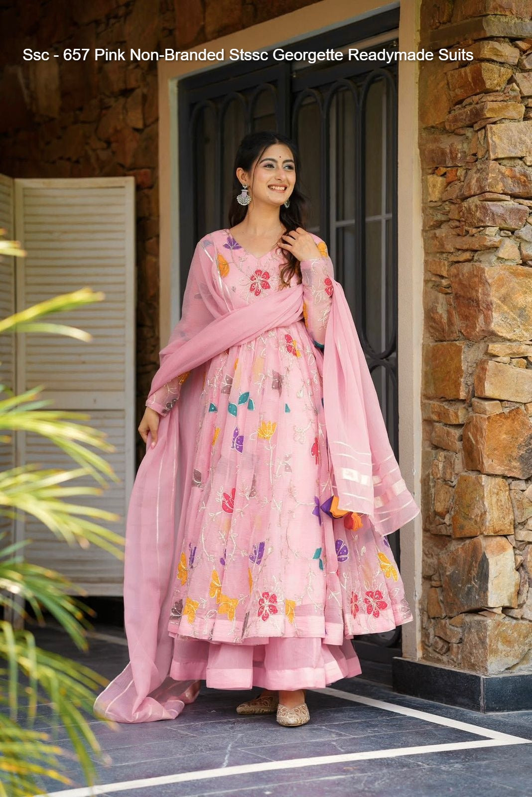 Ssc - 657 Pink Non-Branded Stssc Georgette Readymade Suits