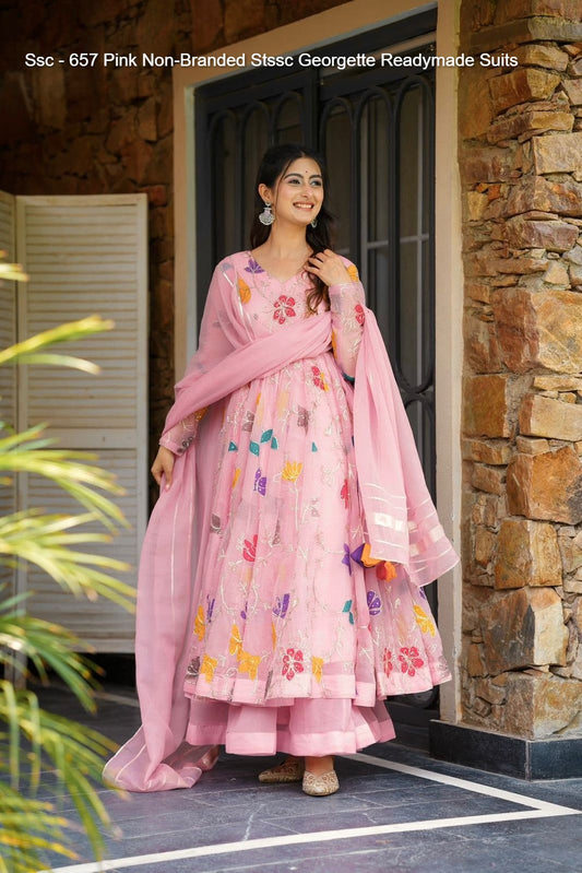 Ssc - 657 Pink Non-Branded Stssc Georgette Readymade Suits