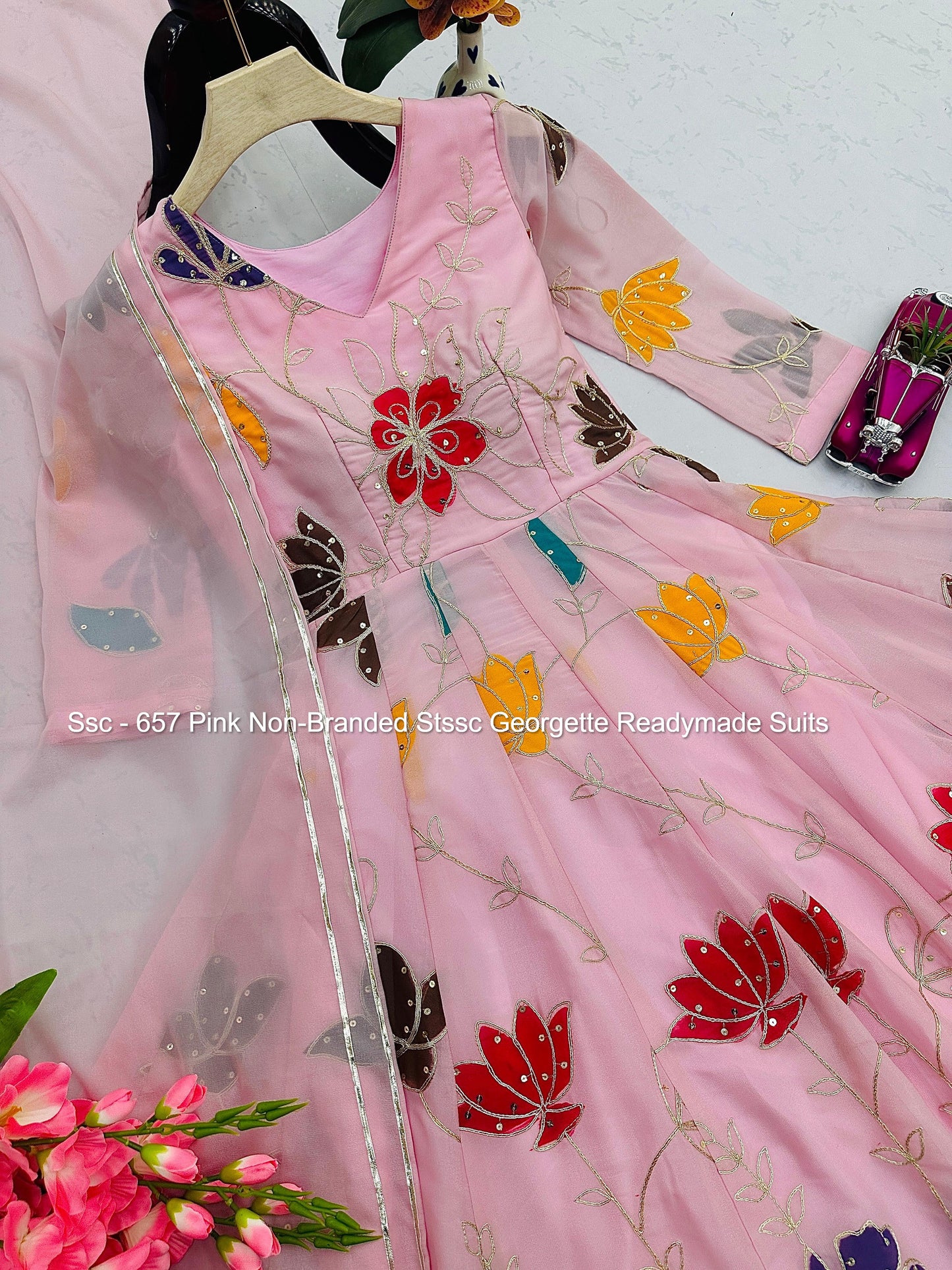 Ssc - 657 Pink Non-Branded Stssc Georgette Readymade Suits