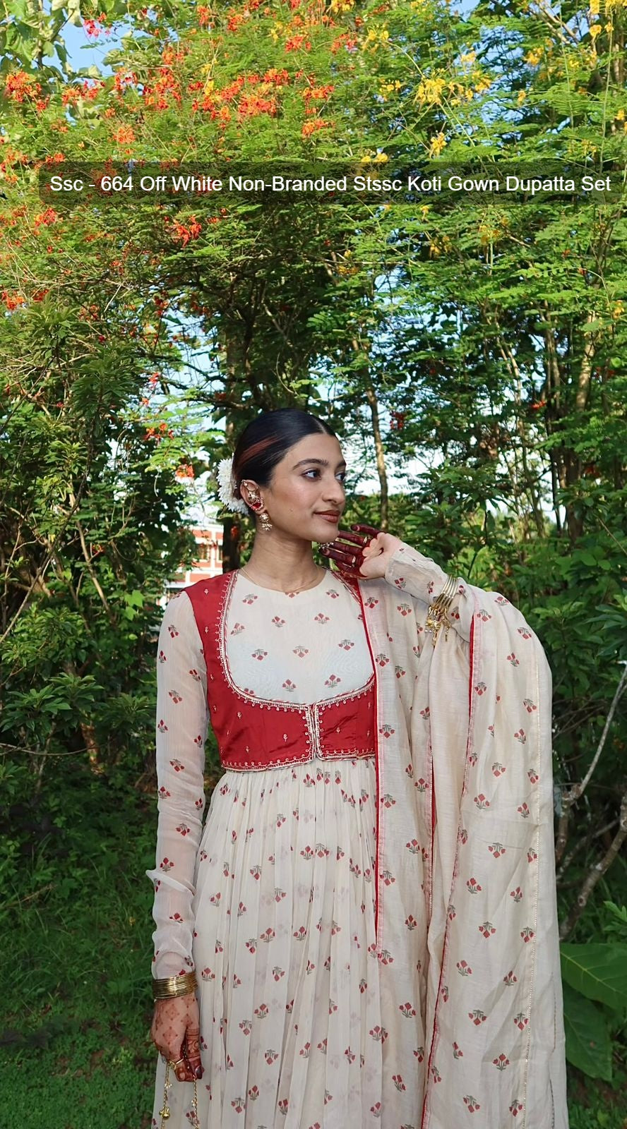 Ssc - 664 Off White Non-Branded Stssc Koti Gown Dupatta Set