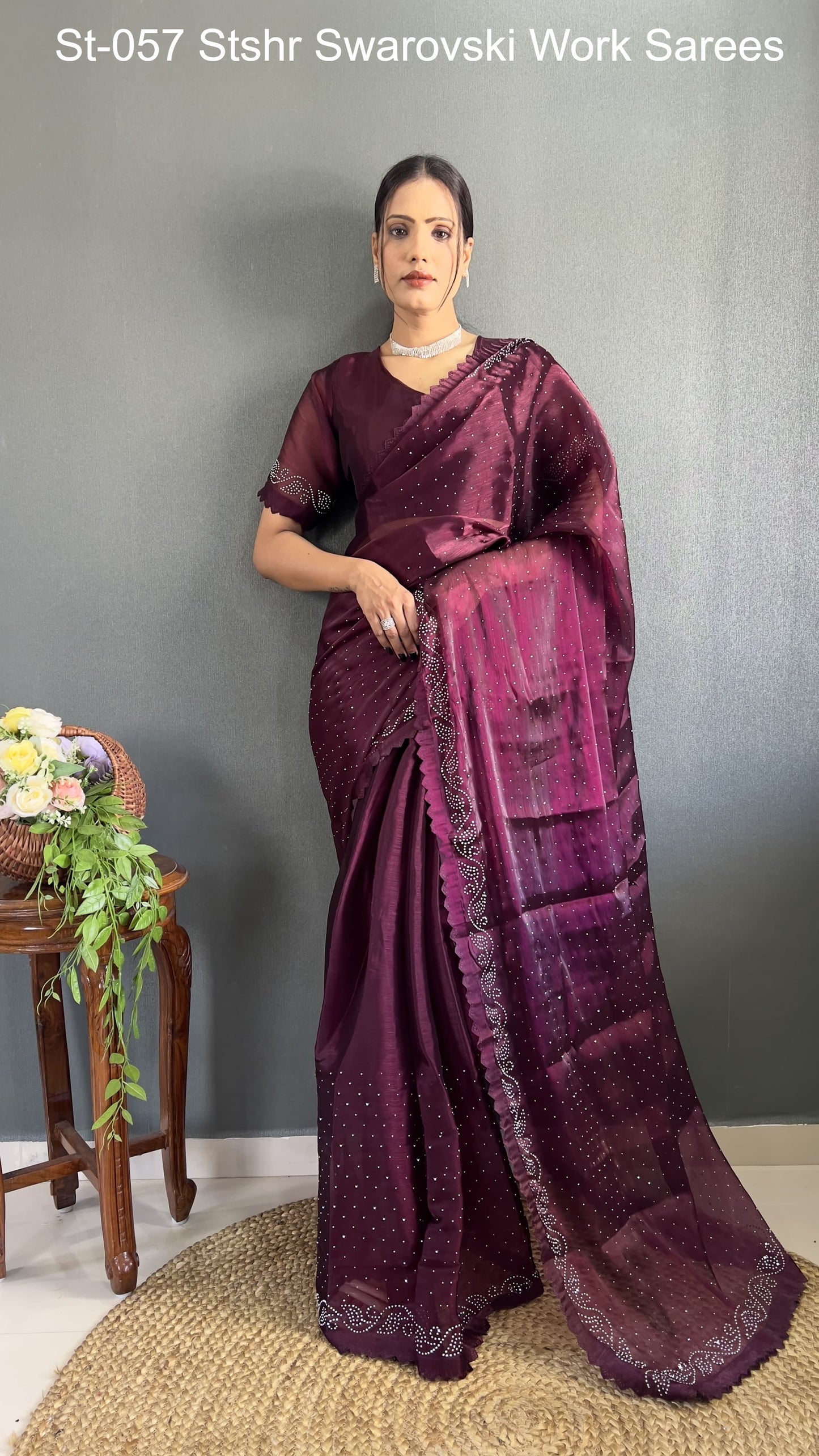 St-057 Stshr Swarovski Work Sarees