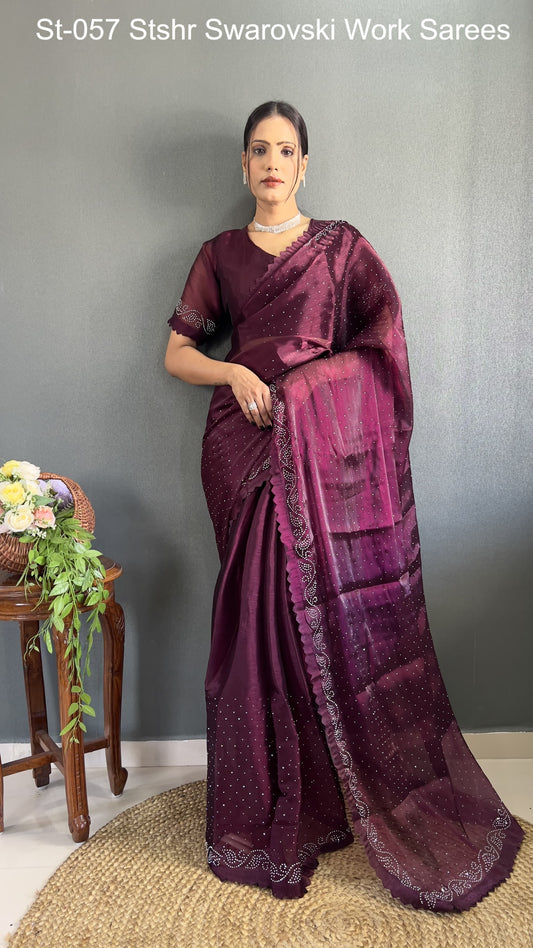 St-057 Stshr Swarovski Work Sarees
