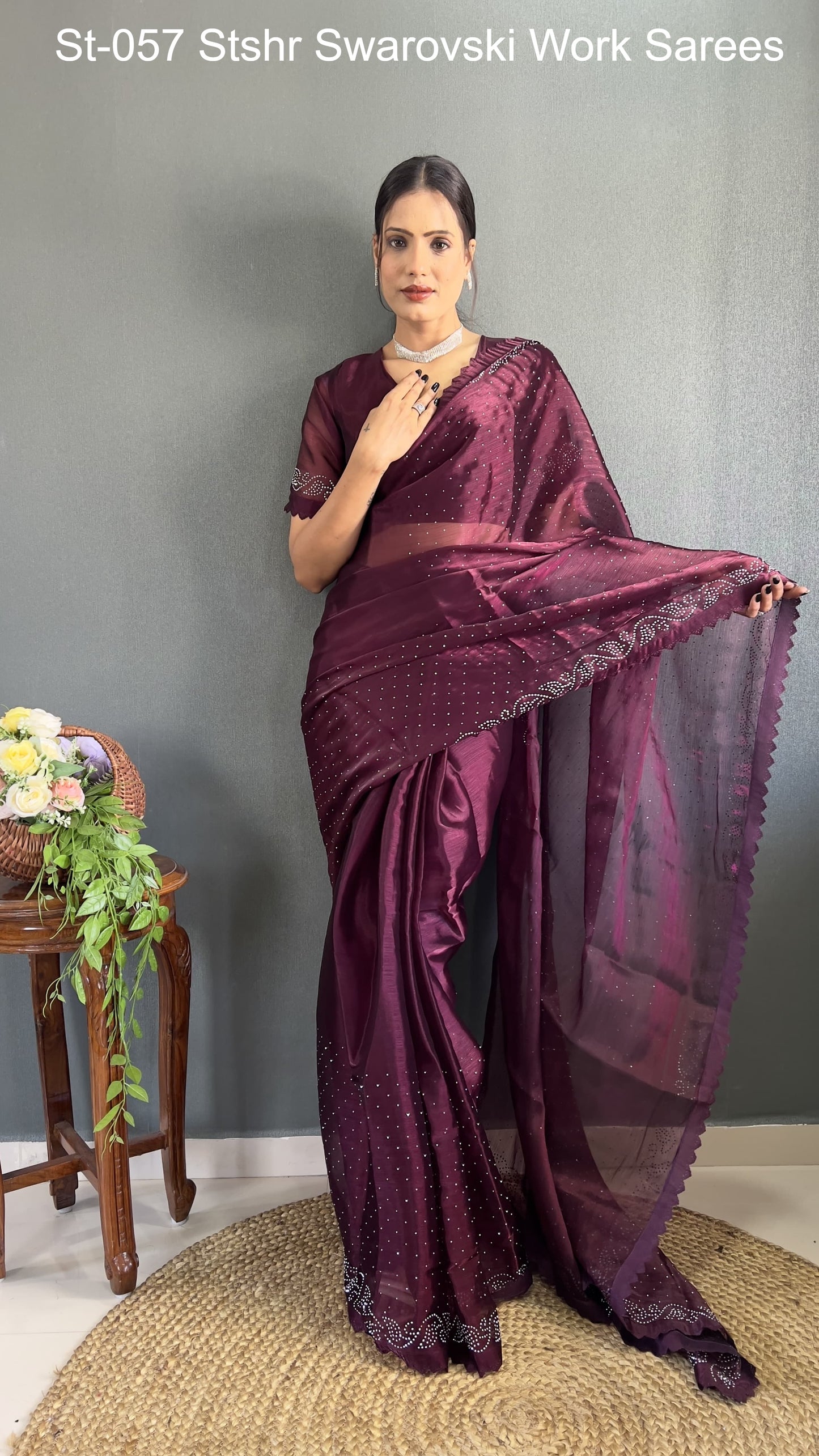 St-057 Stshr Swarovski Work Sarees