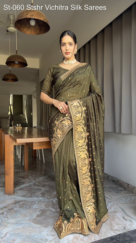 St-060 Stshr Vichitra Silk Sarees