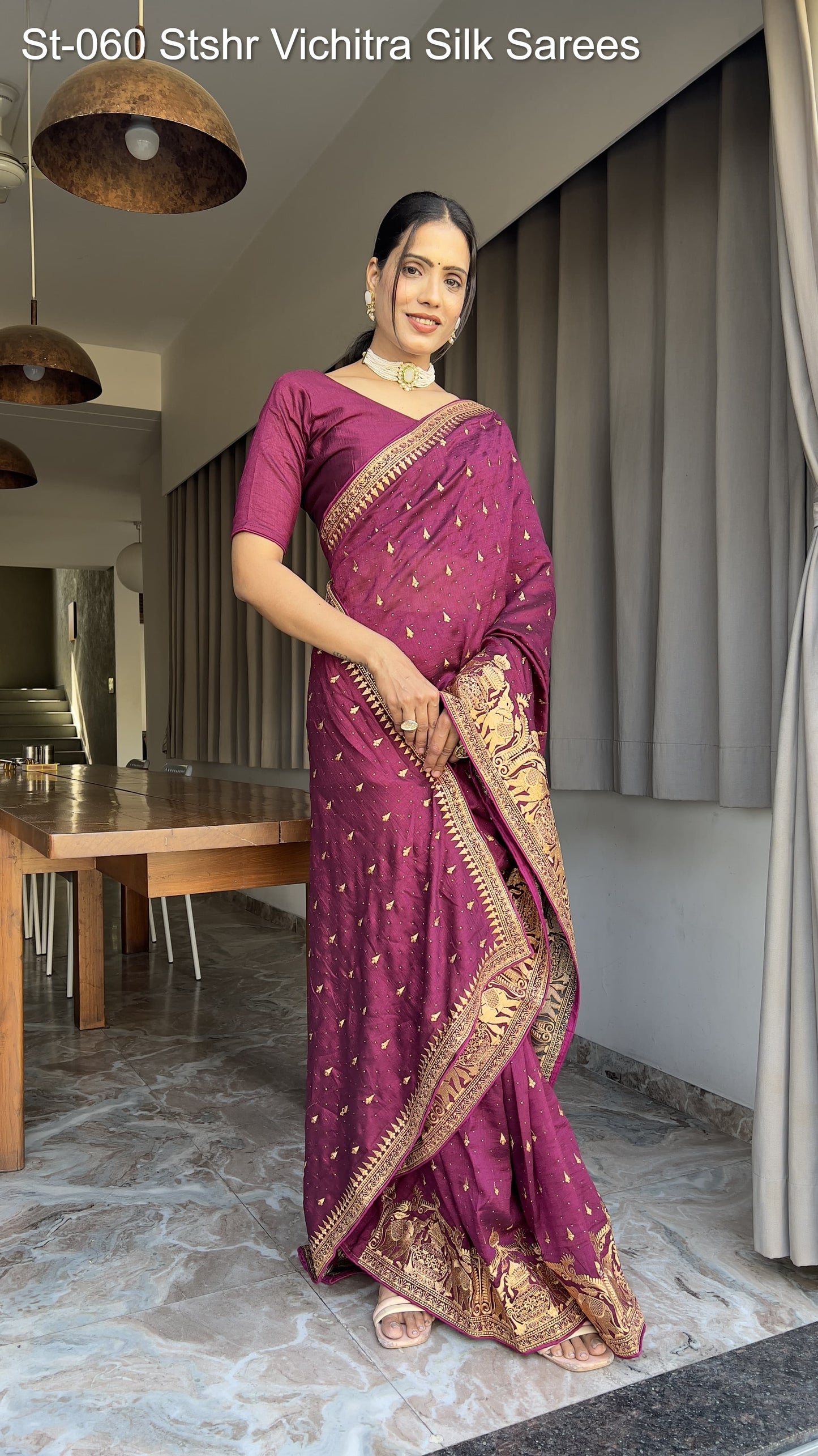 St-060 Stshr Vichitra Silk Sarees