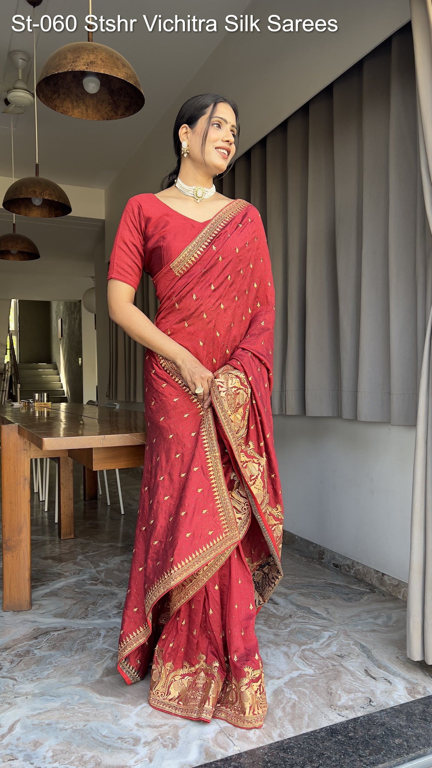 St-060 Stshr Vichitra Silk Sarees