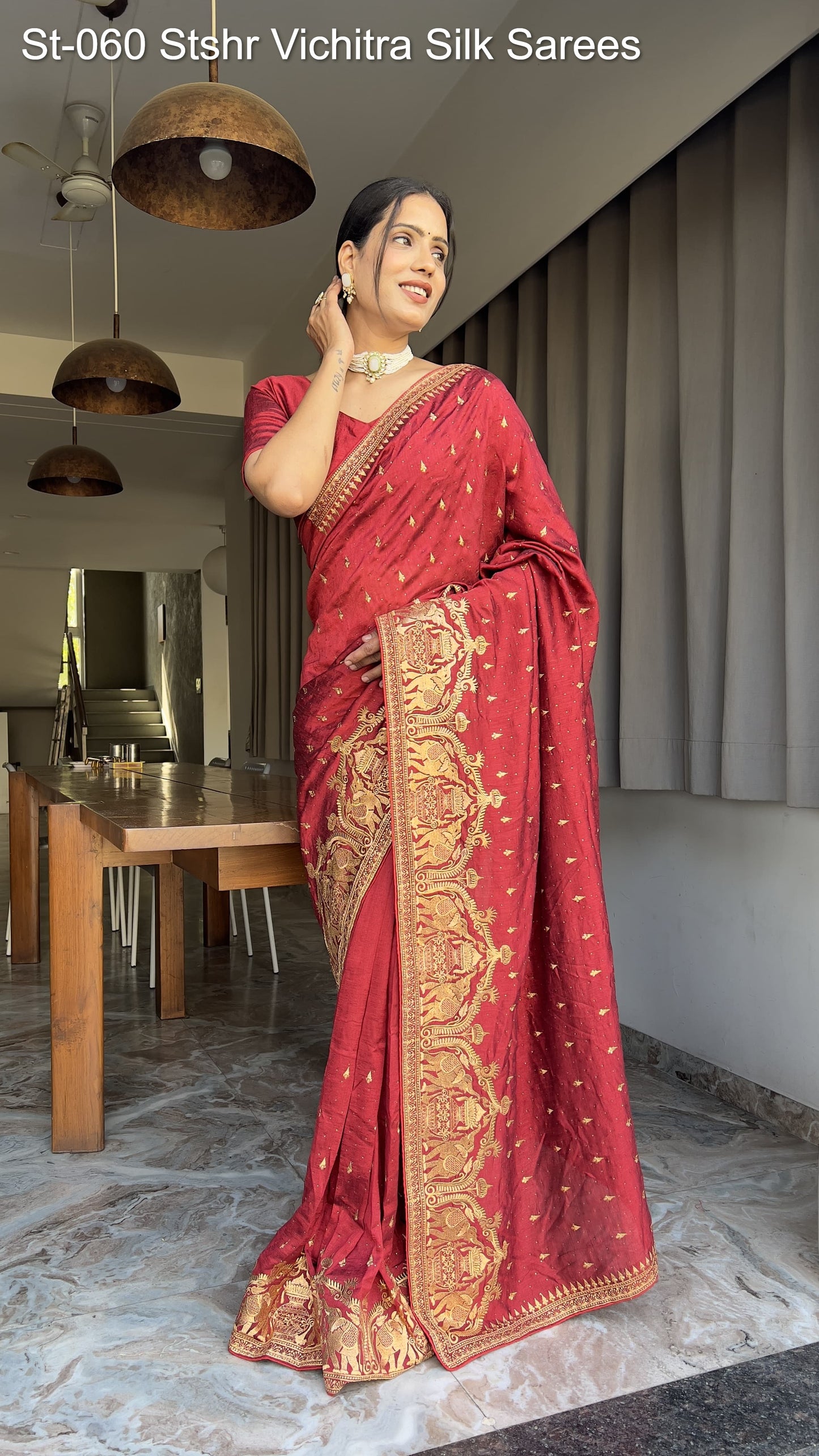 St-060 Stshr Vichitra Silk Sarees