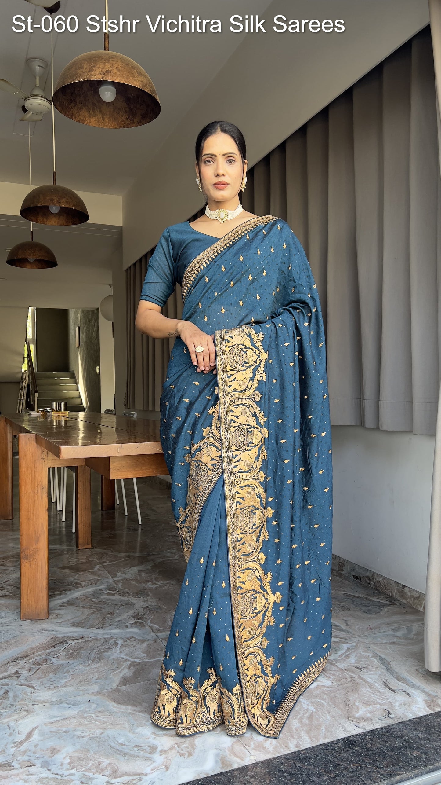 St-060 Stshr Vichitra Silk Sarees