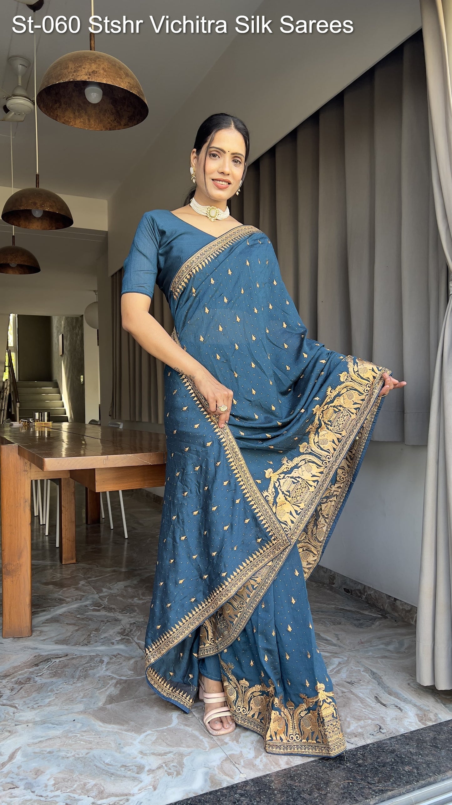 St-060 Stshr Vichitra Silk Sarees