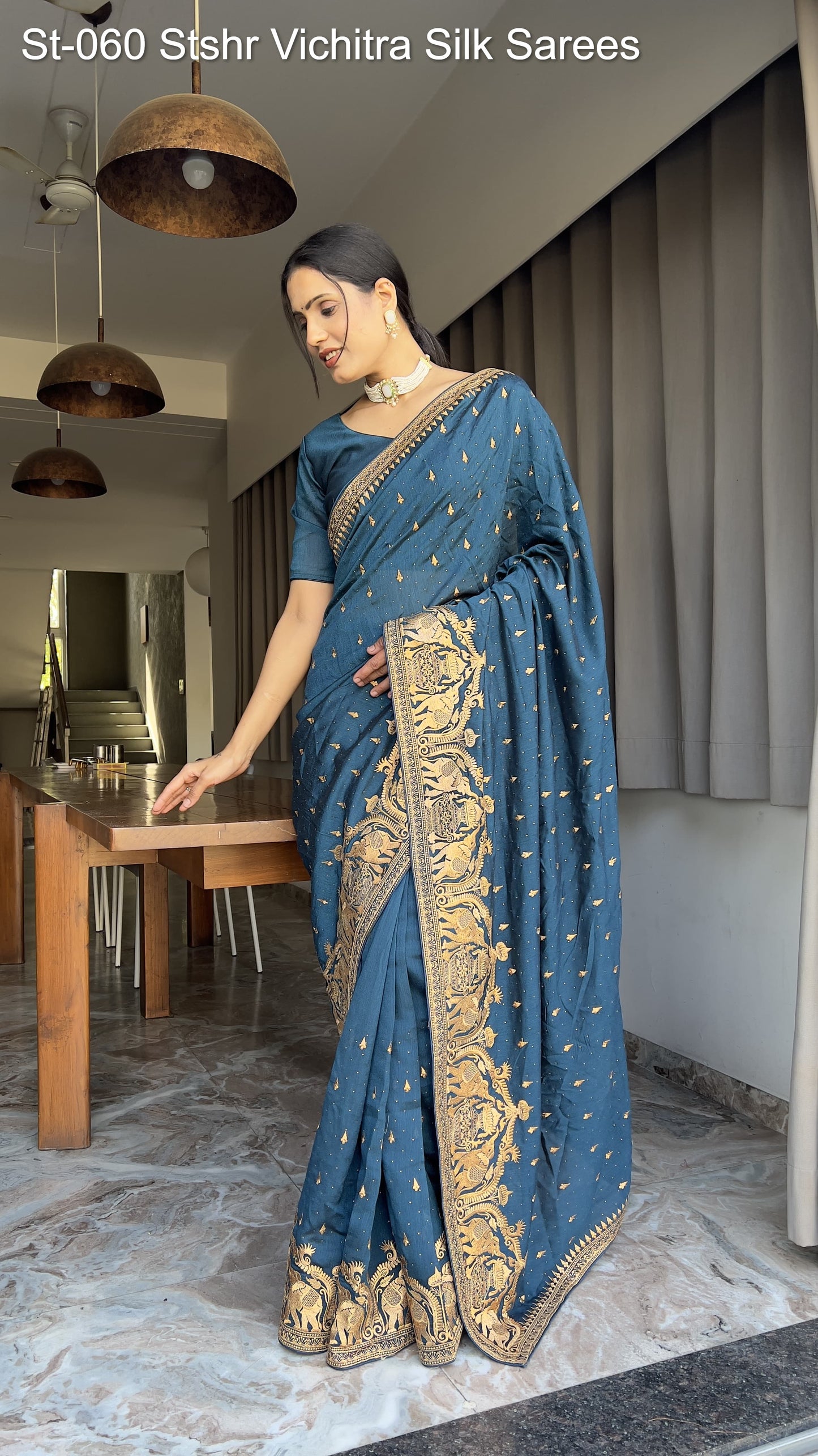 St-060 Stshr Vichitra Silk Sarees