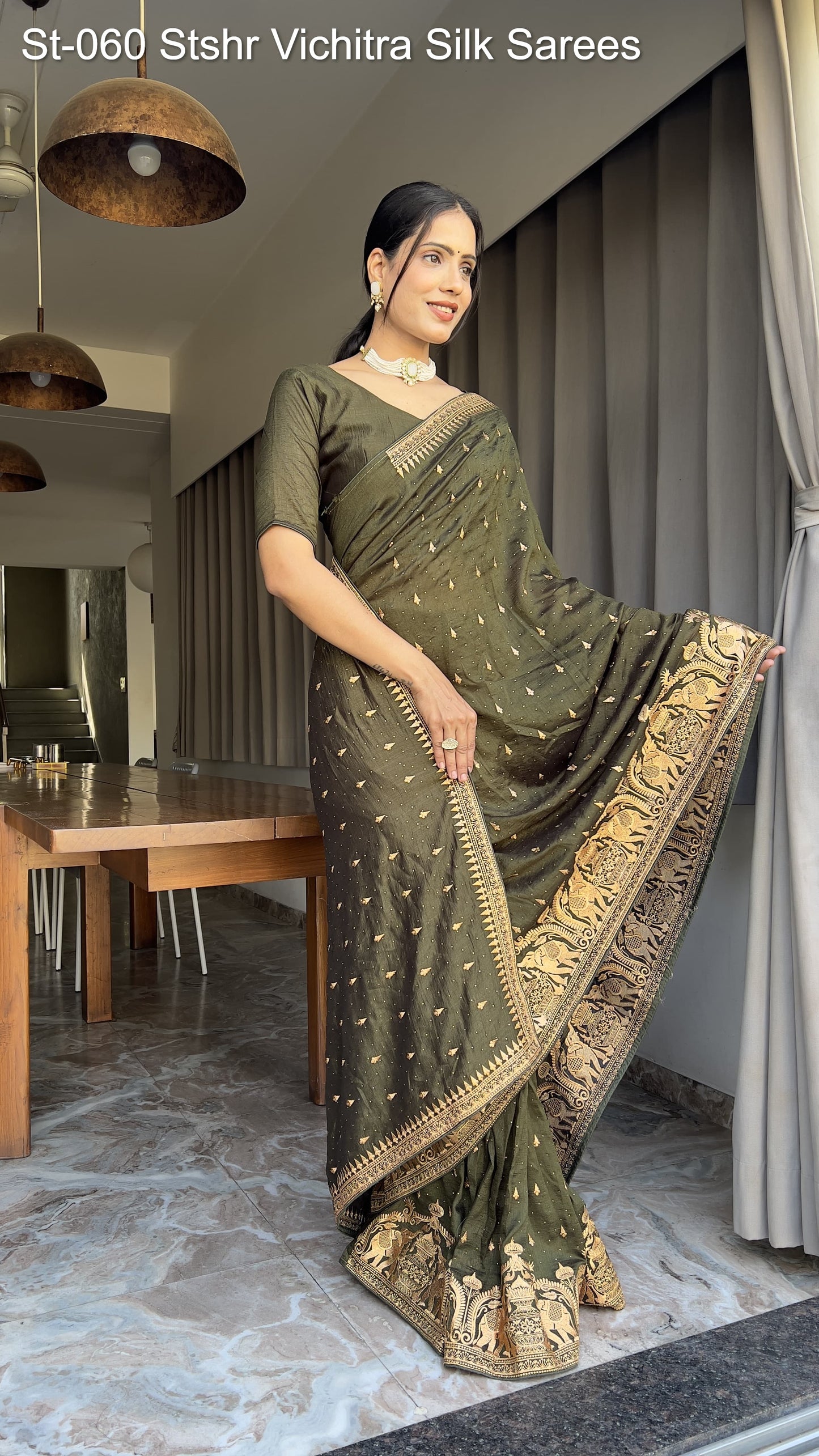 St-060 Stshr Vichitra Silk Sarees
