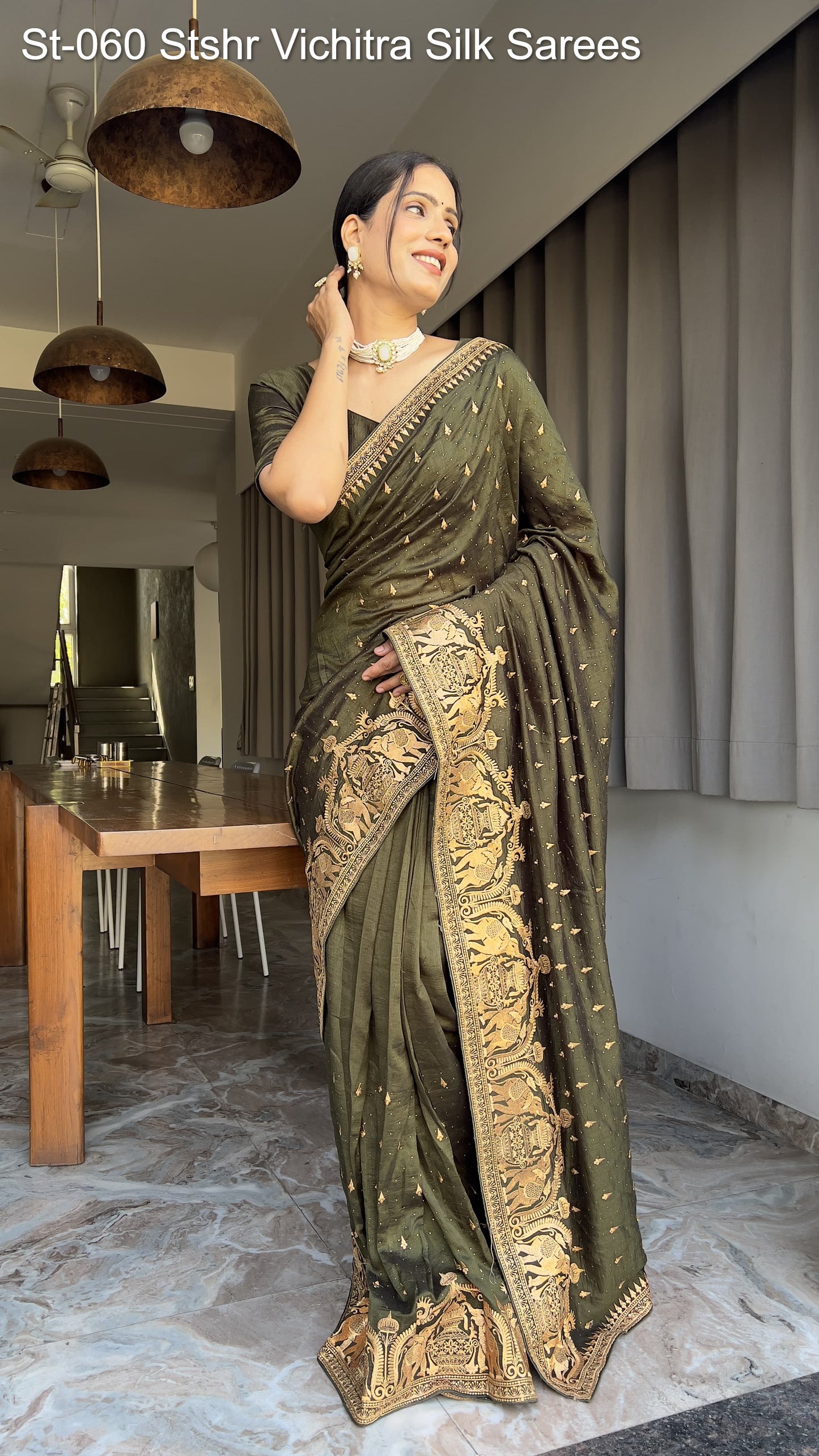 St-060 Stshr Vichitra Silk Sarees