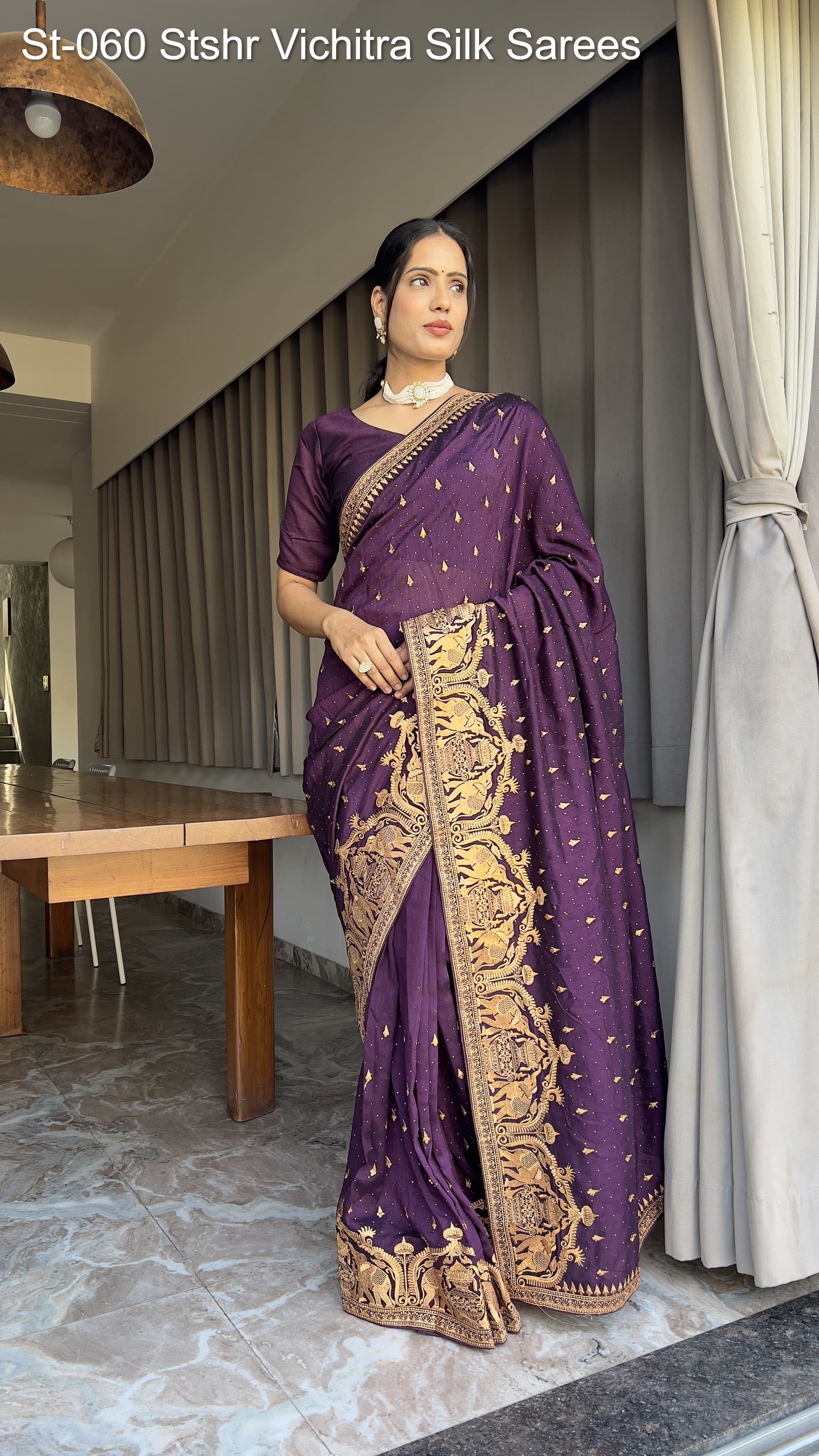 St-060 Stshr Vichitra Silk Sarees