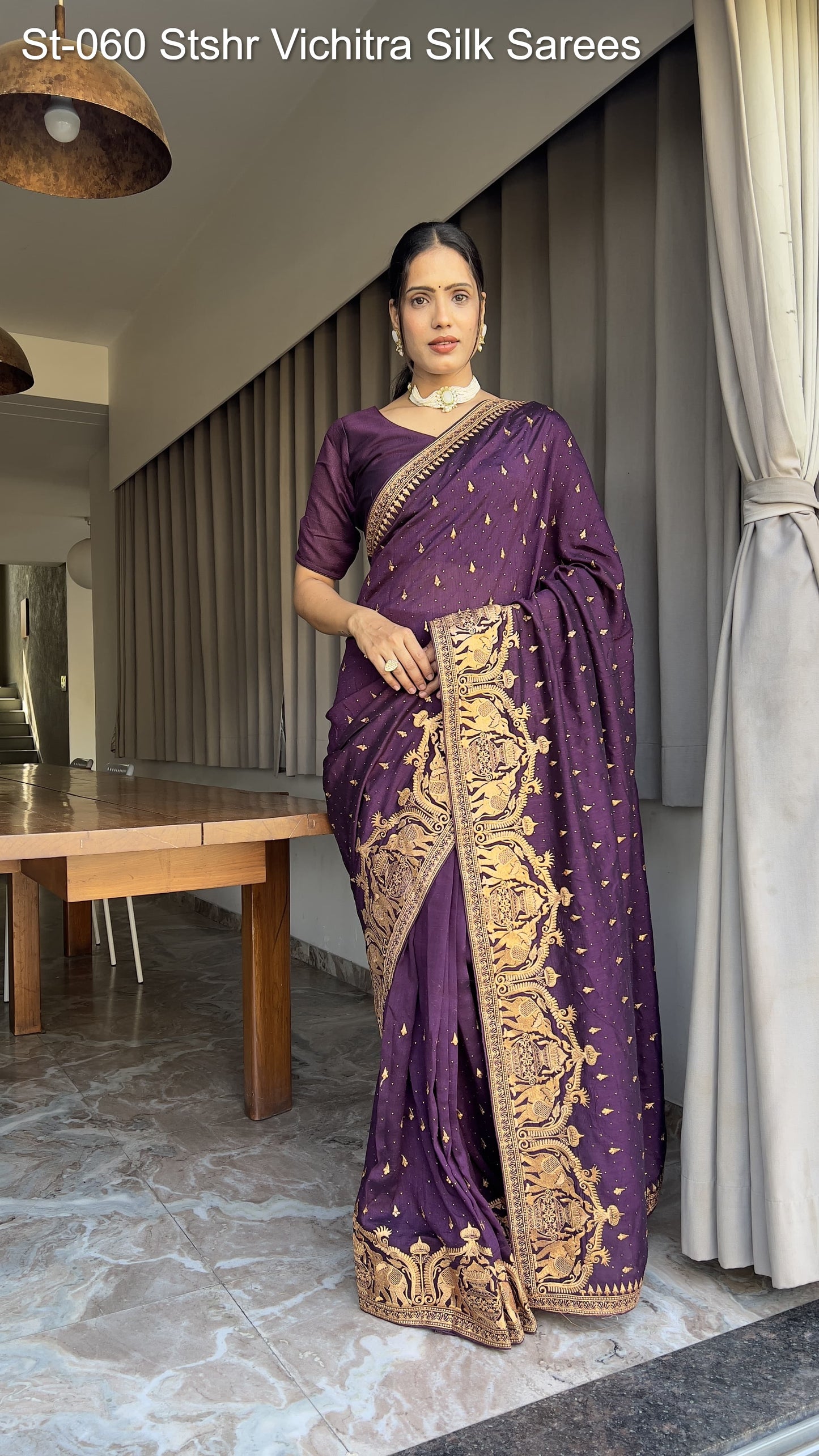 St-060 Stshr Vichitra Silk Sarees