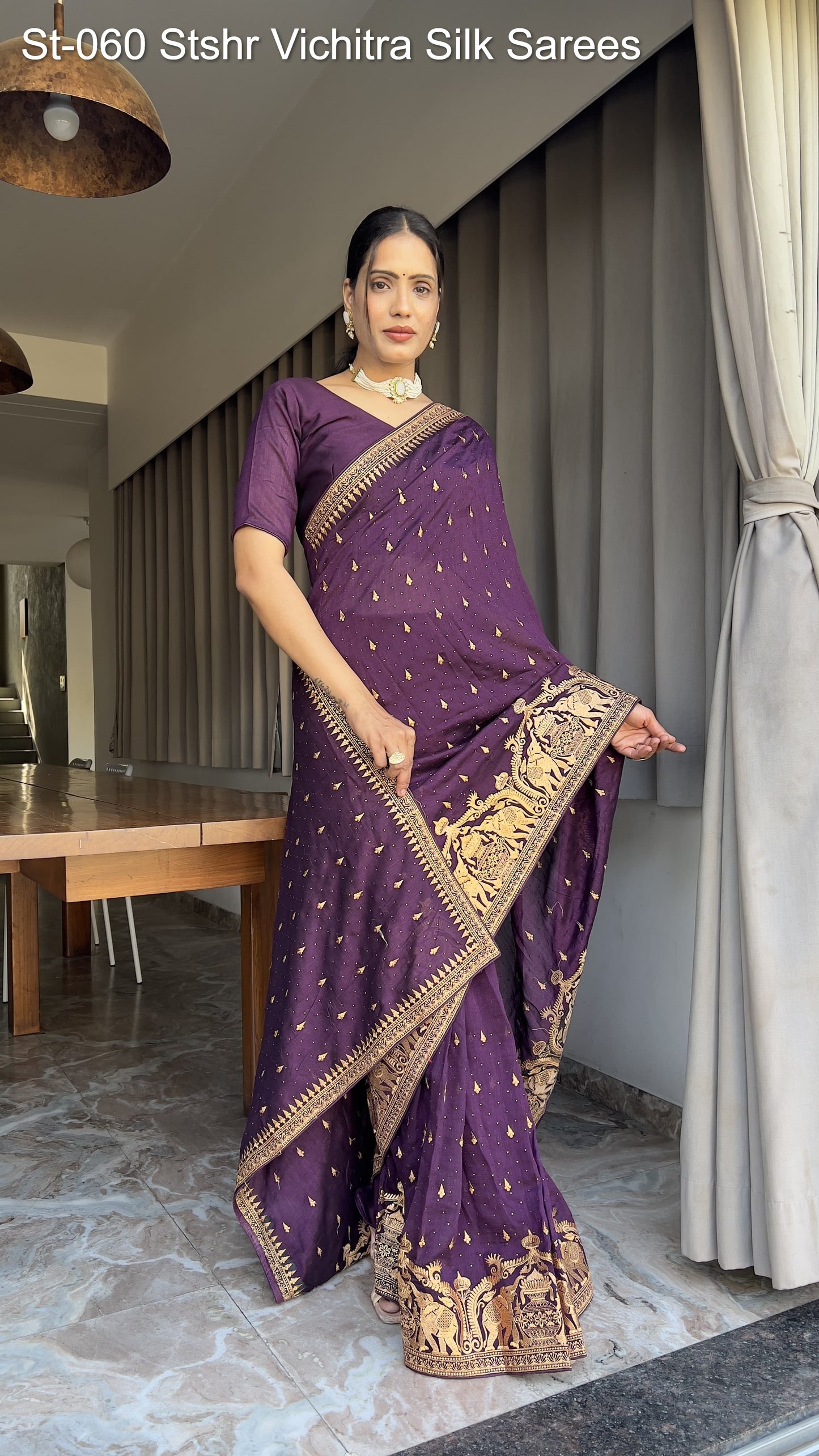 St-060 Stshr Vichitra Silk Sarees