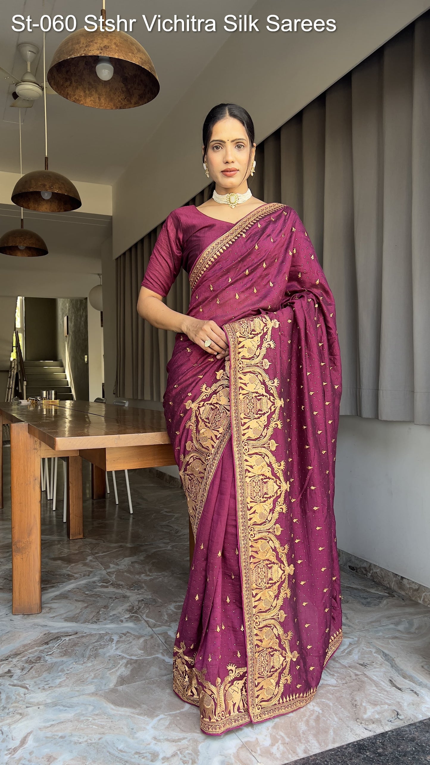 St-060 Stshr Vichitra Silk Sarees