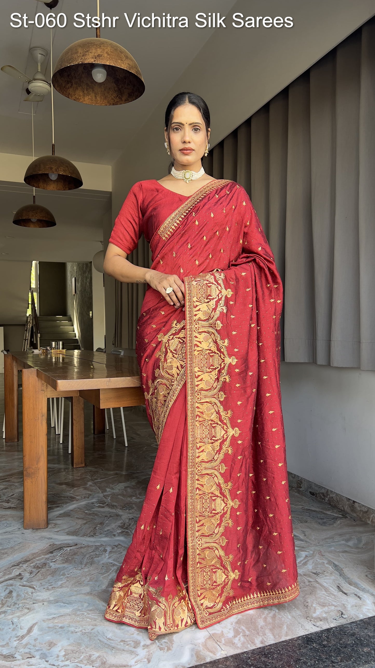 St-060 Stshr Vichitra Silk Sarees