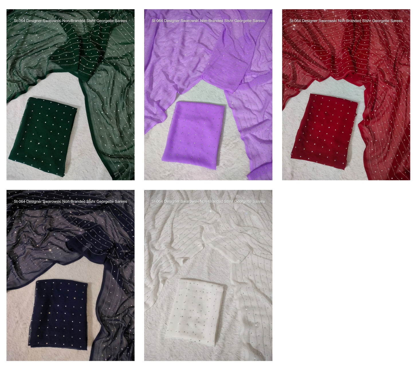 St-064 Designer Swarowski Non-Branded Stshr Georgette Sarees