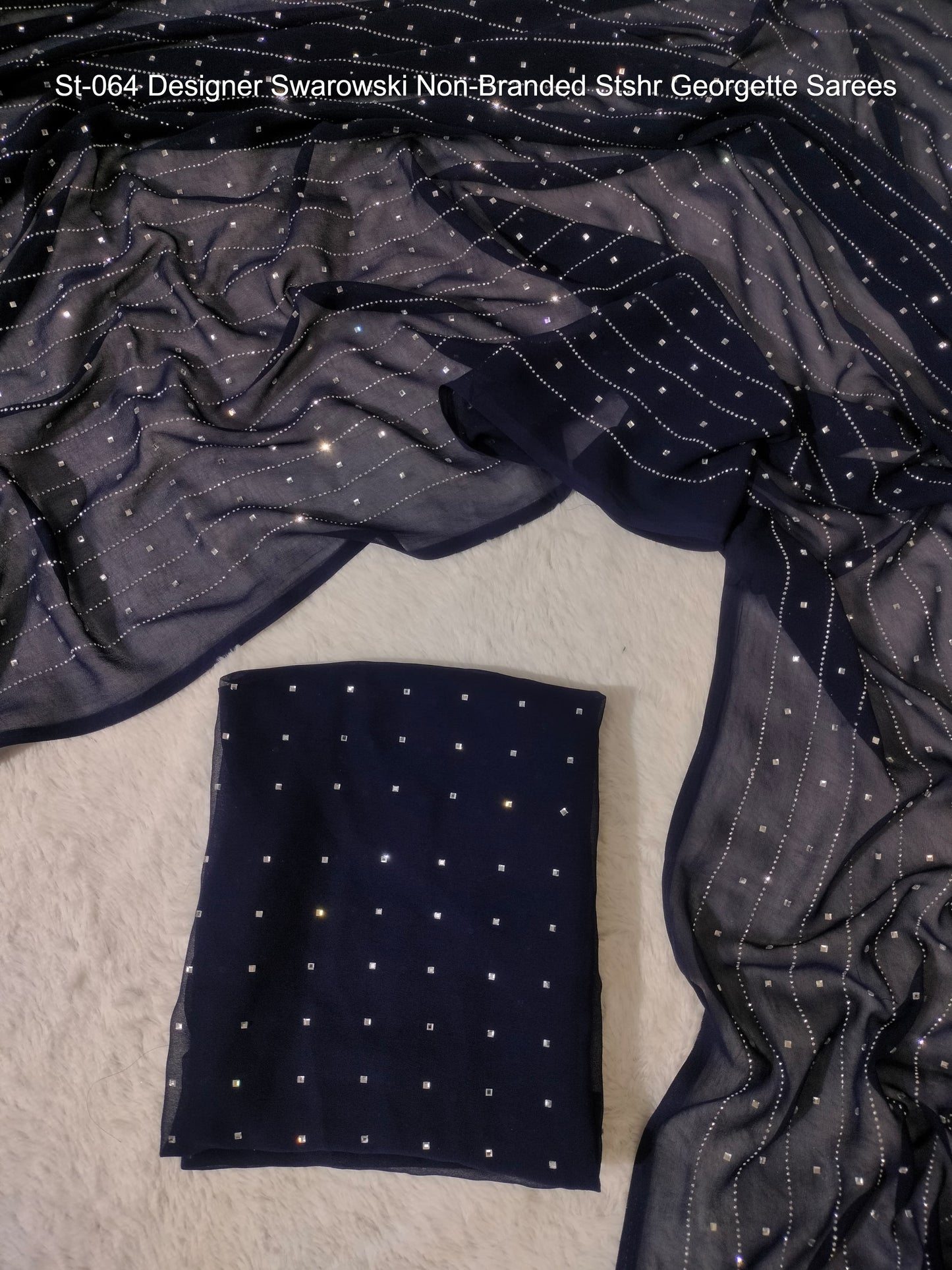 St-064 Designer Swarowski Non-Branded Stshr Georgette Sarees